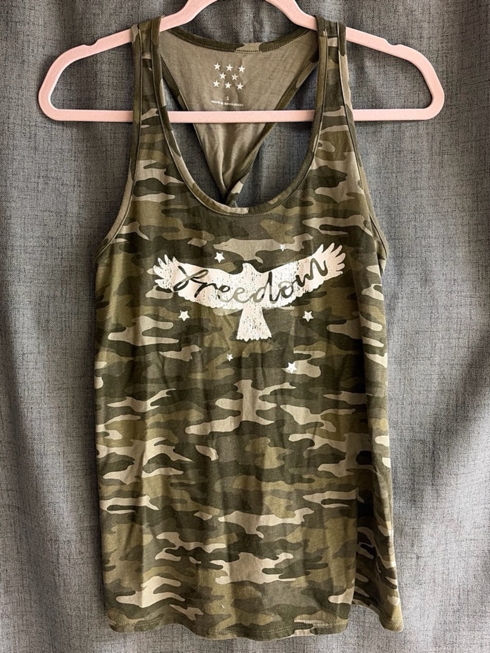 🦅 Americana Camo "Freedom" Twisted Racerback Tank